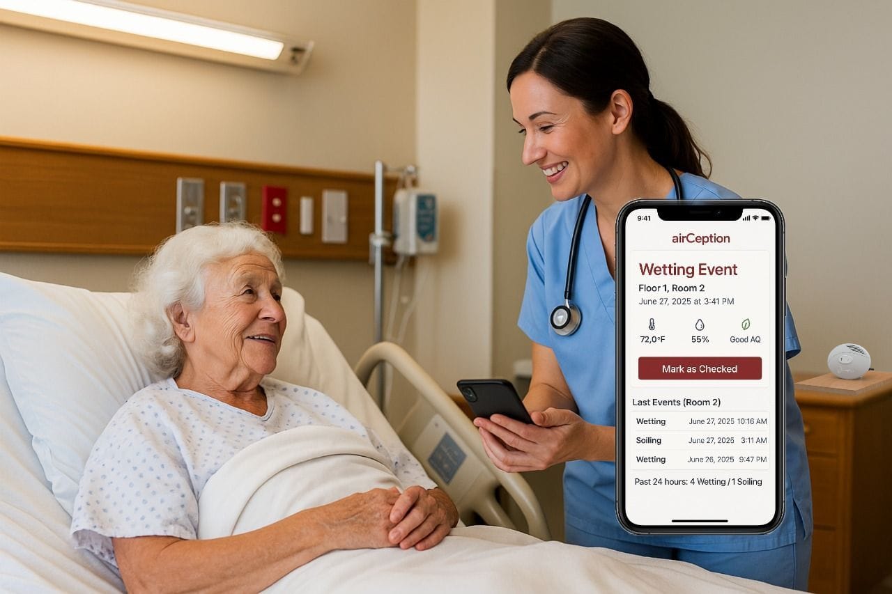airCeption device with mobile app scanning QR code